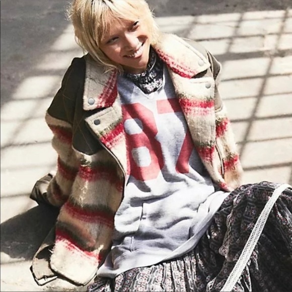Free People Montana Oversized Fuzzy Moto Jacket - Picture 1 of 14